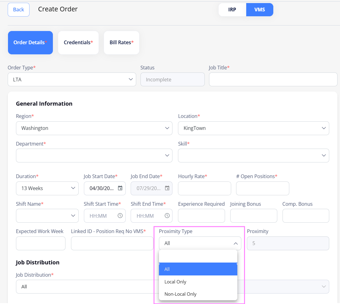 Create order